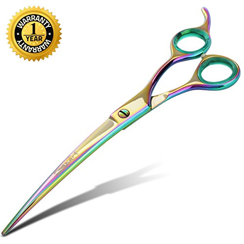 SHARF професионални 8,5 извити ножици за грижа за домашни любимци Rainbow: японски ножици Sharp 440c за подстригване
