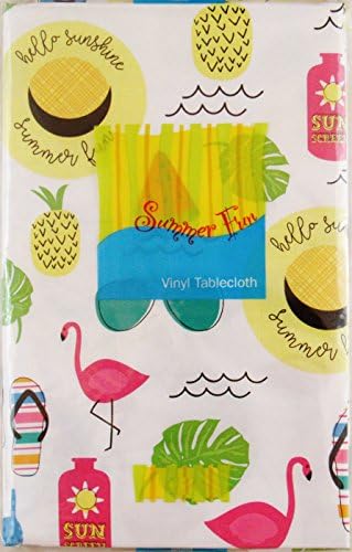 Покривката Elrene Home Fashions От колекцията на Здравей Sunshine Summer Fun Beach с Винил Фланела облегалка (52 x 70Продълговати)