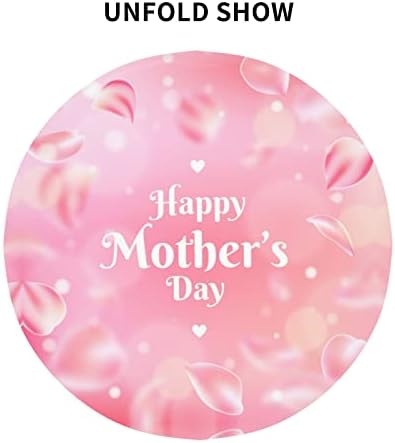 Кръглата 60-Инчов Покривка за Деня на Майката за Украса на Деня на Майката, Покритие на масата Розови Листенца, Моющаяся