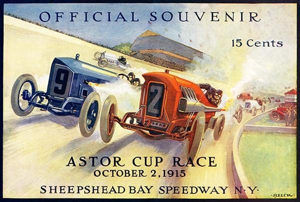 Автомобилни състезания за Купата на Астор 1915 - Шипсхед Бей Шахмат - Ню Йорк - Магнит за корицата на програмата