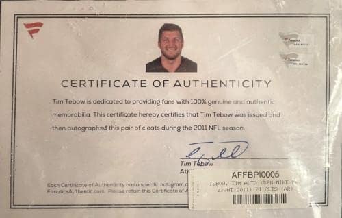Тим Tebow подписа автограф 2011 Broncos Найки Flywire game освободени обувки FANATICS - футболни Обувки, NFL с автограф