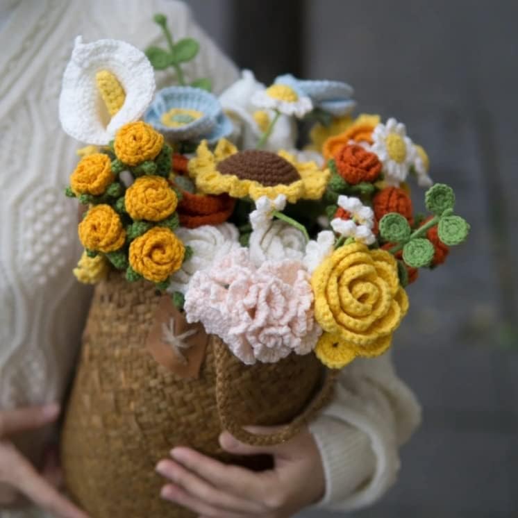 WENLII Ръчно Задължителен Творчески САМ Имитационный Букет Цветя От Вълна една Кука Изпрати Приятелката си, за да Изпрати най-Добрият подарък