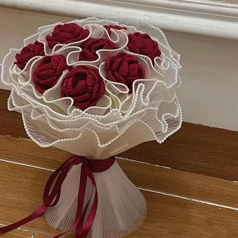 WENLII Ръчно изработени Плетива на една Кука Градиентной Розова Коса Готов Букет за Изпращане на Любимия Подарък