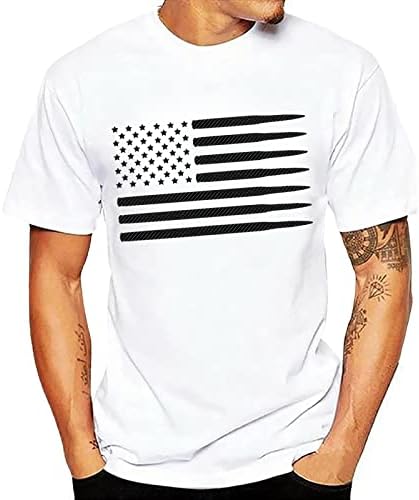 Мъжки t-shirt, Проблематичен Флаг на САЩ, Мъжки t-shirt, Патриотични Американски Тениски С Къс Ръкав и Кръгло Деколте,
