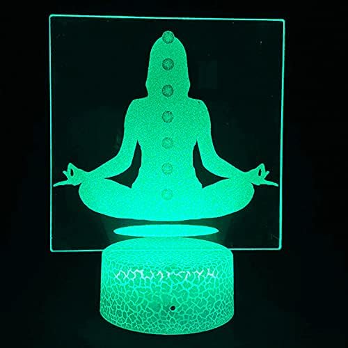 3D Абстрактен лека нощ за Йога Led Сензорен Прекъсвач Декоративна Маса, Настолни Лампи, Оптични Илюзии, 7 Променящия