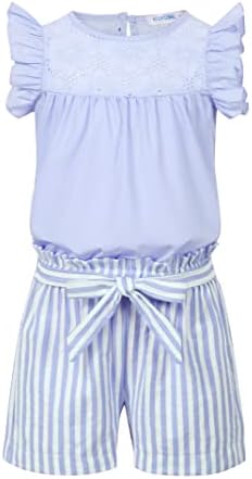 Kukume/ Летни комплекти дрехи за момиченца от 2 теми С Рюшами, Тениска Без Ръкави, Топ, Панталони с Колан, Комплекти