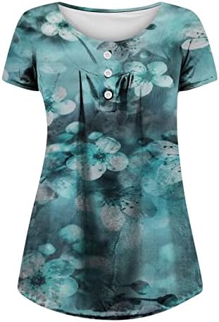 Есенно-Лятна Блуза-Тениска за Момичета с Къс ръкав 2023, Деколте Лодка, Памучен суитчър на Копчета с Цветен Модел, Плиссированная