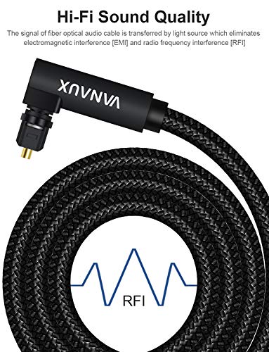 VANAUX 90-Градусов Оптичен аудио кабел Digital Toslink S/PDIF аудио кабел за Домашно кино, Аудио панел, телевизор, Xbox,