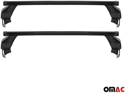 Комплект напречни ребра на багажника OMAC Smooth багажник за Honda Fit 2015-2023 Черно, Багажник, Натоварване 110 Паунда Алуминиев Противоугонный Заключване 2 бр.