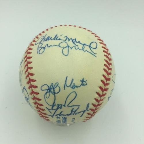 1998 Екипът на Кливланд Индианс Подписа Постсезонного футболист 32 Sigs Джим Том JSA COA - Бейзболни топки с автографи