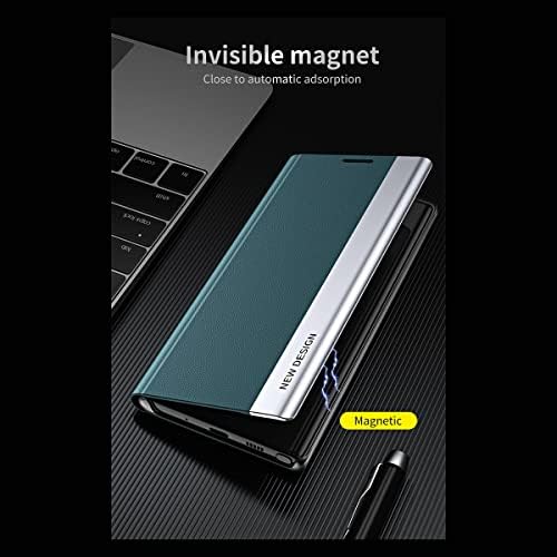 Калъф за мобилен телефон, съвместим с iPhone XR, Кожен Флип калъф с магнитно прозрачна покритие + PC, Smart, Защитната