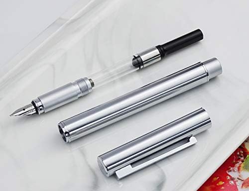 Тънка писалка за писалки от неръждаема стомана Hongdian 516, Класически Дизайн, Конвертор и калъф за химикалки