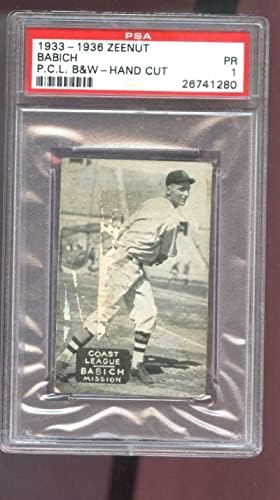 1933 1936 Зинут Джони Babić PSA Градуированная Бейзболна картичка Pacific Coast League PCL - Бейзболни картички с надпис