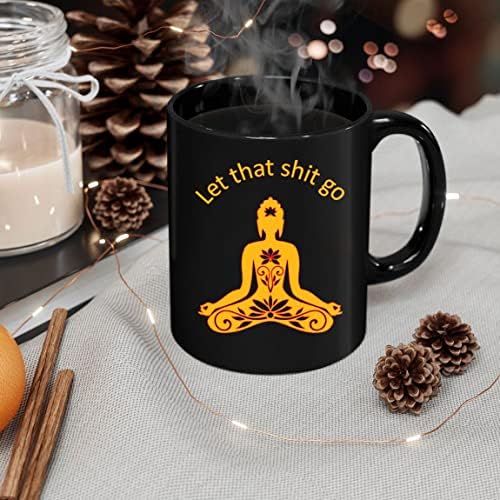 Персонализирана Чаша за йога за грижа за себе си, Подарък за Благосъстояние, Нека Това лайно ще си отиде, Кафеена Чаша
