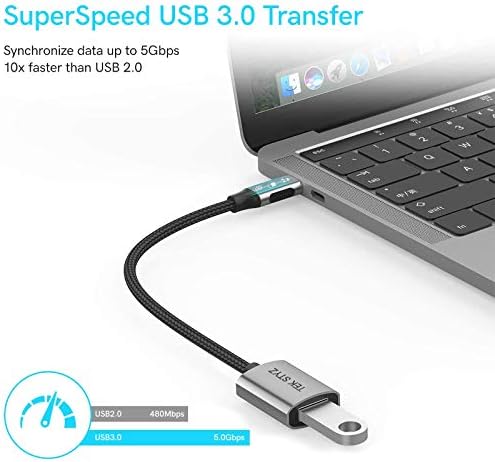 Адаптер Tek Styz USB-C USB 3.0 е обратно Съвместим с датчиците Tecno Camon 18 Premier OTG Type-C/PD Male USB 3.0 Female.
