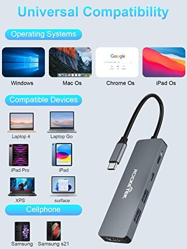 USB C Hub Opluz 5-в-1 USB C до 4K @ 60HZ HDMI Многопортовый адаптер, 5 Gbit/s 100 W PD C USB Докинг станция USB3.0 Dongle