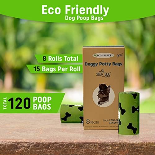 360 Торби за какашек DOG LEASH™ (120 броя) – Херметически затворен, Влагозащитные, Дебели торби за боклук за кучета и