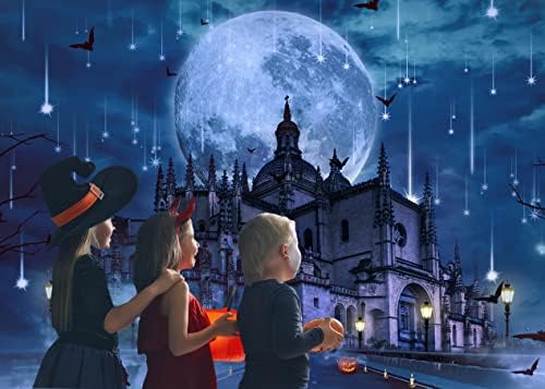 LYCGS 10X8FT Магически Замък, на Фона на Вещица и Магьосник, Честит Фон за Хелоуин, Пълнолуние, в Нощта на Хелоуин, на