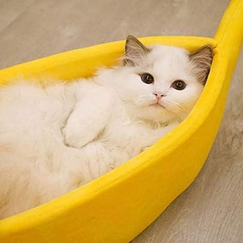 TrifyCore Малко Легло за Домашни Любимци във Формата На Банан Космати Топла Мека Плюшен Дишаща Легло Banana Cat Bed легла