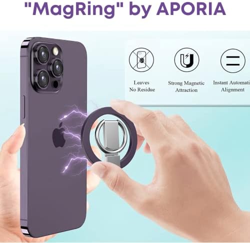 Aporia - Съвместим с MagSafe Притежателя на пръстена за телефон за iPhone 14 13 12 Mini Pro Max Plus, Поставка за улавяне