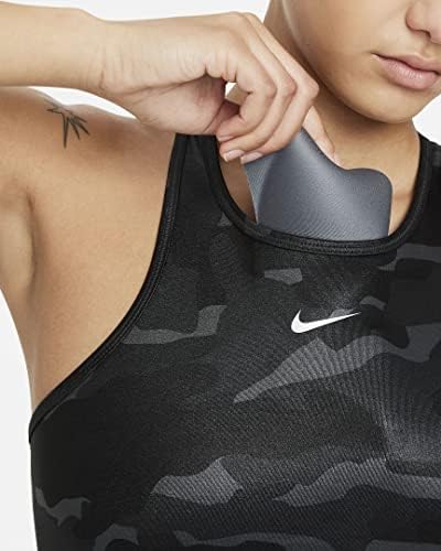 Женски спортен сутиен Nike Dri-FIT Swoosh със средна поддръжка, Цельнокроеный, С подплата и високо деколте