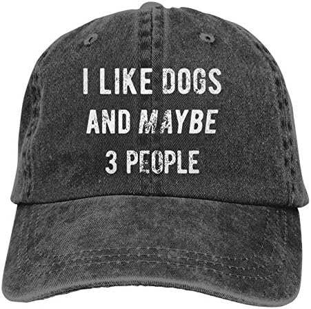 WAYMAY I Like Dogs and Maybe 3 People Мъжки Ковбойская Шапка за възрастни, Бейзболна Шапка от памук с Извити полета