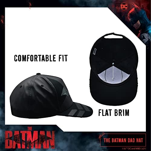 Concept One Шапка за папата с Бэтменом, бейзболна шапка за възрастни Armor Design с Плоска периферия, Черна, Един размер