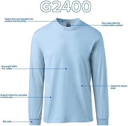 Тениска от ултра Памук с дълъг ръкав Gildan за възрастни, Стил G2400, Multipocket