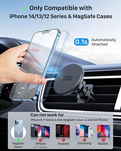 YOSH Mag-Безопасно Автомобилното Планина За отдушник, Кола за телефон iPhone Магнитен Кола за телефон в Магнит за кола