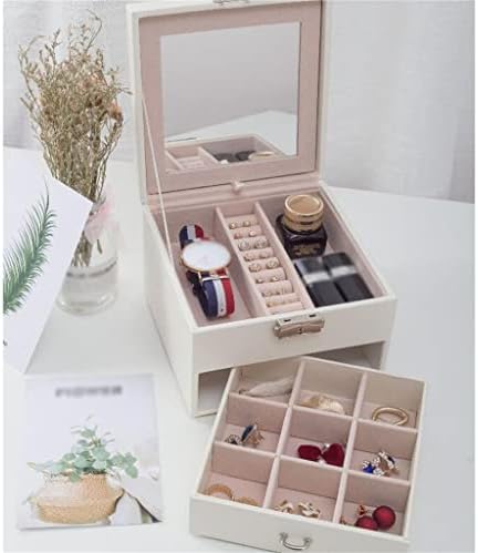 ZHUHW Корея Двоен ковчег за бижута Преносим Кутия за съхранение на Бижута Настолен Органайзер Ковчег за бижута (Цвят: