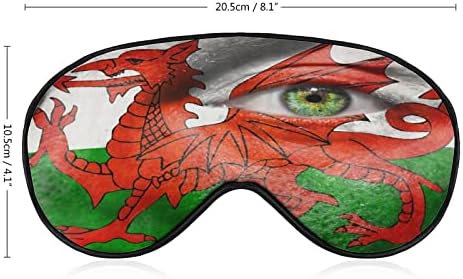 Флаг на Уелс на Лицето със Зелена Превръзка на Очите, Маска За Сън, Нощен Козирка, Регулируема Каишка за Очи със Забавна