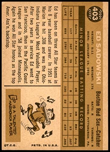1960 Topps 403 Ед Садовски на Бостън Ред Сокс (бейзболна картичка) Ню Йорк Ред Сокс