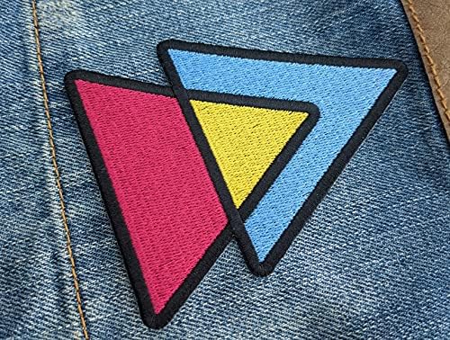 Пансексуальный Флаг С Триъгълници под формата на Тиган, Розово, жълто и синьо - 4-инчов Нашивка, Бродирани желязо