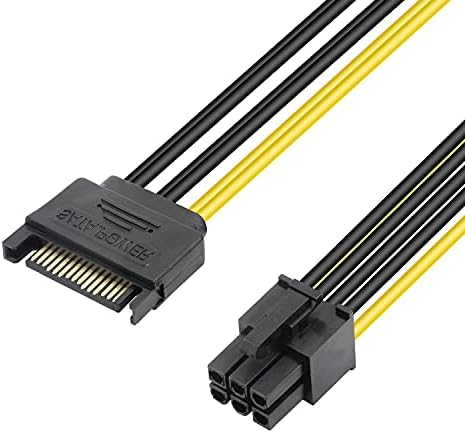 Захранващ кабел GELRHONR SATA до 6-номера за контакт конектора PCIe, 15-пинов Sata до 6-номера за контакт конектора PCI