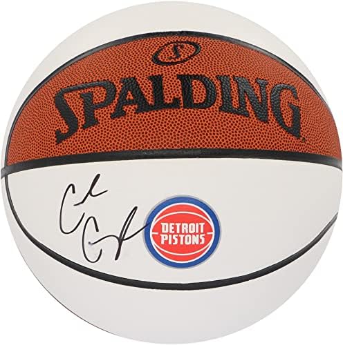 Баскетбол на бял панел с автограф на Кейда Каннингема Детройт Пистънс Сполдинг - Баскетболни топки с автографи