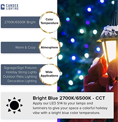 Венец Candex Blue S14 LED с Мощност 10 W, еквивалентна 1 W електрическата крушка, средна база E26, топъл бял цвят 2700