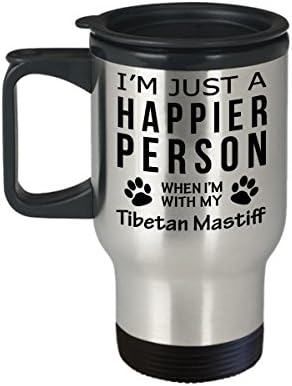 Кафеена Чаша За Любителите на кучета В Пътуване - Щастлив Човек С Тибетския Мастифом -Подаръци За спасението на Собствениците
