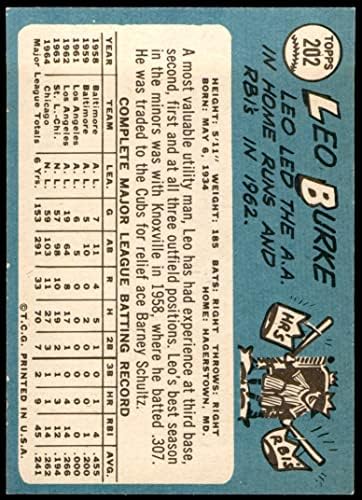 1965 Topps 202 Лео Бърк Чикаго Къбс (Бейзболна картичка) VG/EX Къбс