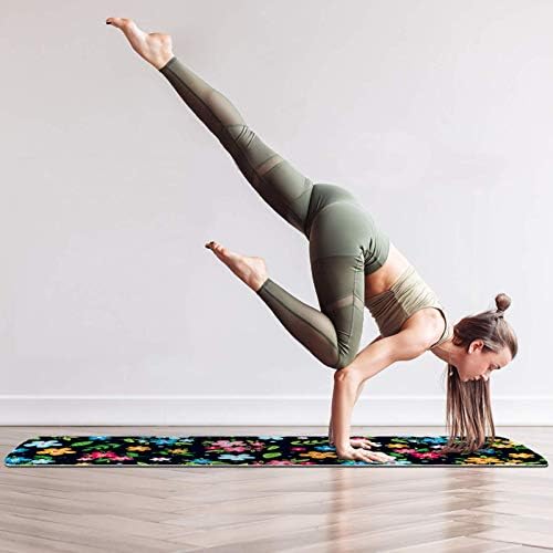 Дебел Нескользящий килимче за йога Unicey за физически упражнения и Фитнес, 1/4 с Цветни Флорални принтом Ditsy за практикуване