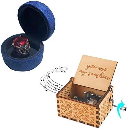 Кутии за Бижута и Музикална Кадифе Ковчег в Ковчег За Бижута Подарък Кутия За Пръстени Набор от Чанти за Един Пръстен