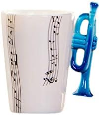 houyifeiqinhu Синя Тръба Чаша Музикална Нота Чаши за Кафе Керамична Тръба Музикална Чаша Чаша Подаръци, Музикално Кафеена