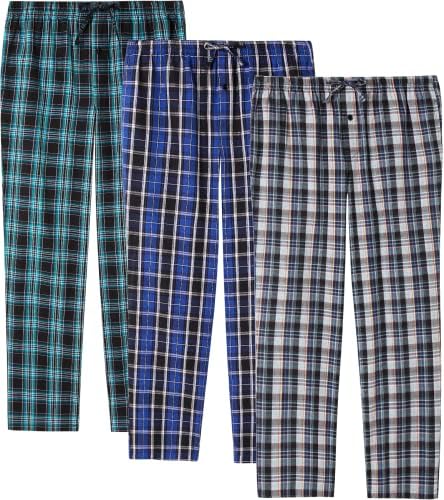 Комплект мъжки Пижамных Панталони JupiterSecret, Фланелен Памучни Проверени Панталони за сън и почивка, Пижамные Панталони