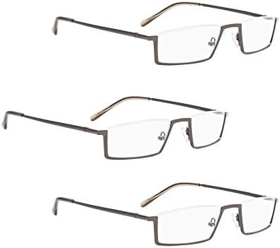LUR 3 опаковки на метални очила за четене + 3 опаковки очила за четене в полукръгла рамка (общо 6 двойки ридеров + 2,00)