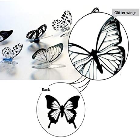 Стикери за стена с пеперуди, 36 бр., 3D Черно-Бели Стикери Пеперуди с лепило, Кристални Пеперуди Qyeaber, Свалящ се Художествена