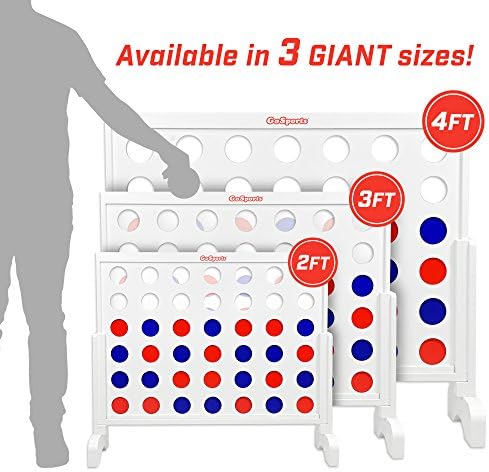 GoSports Гигантска игра 4 в редица ширина 2 Метра с футляром за носене, изработени от дърво