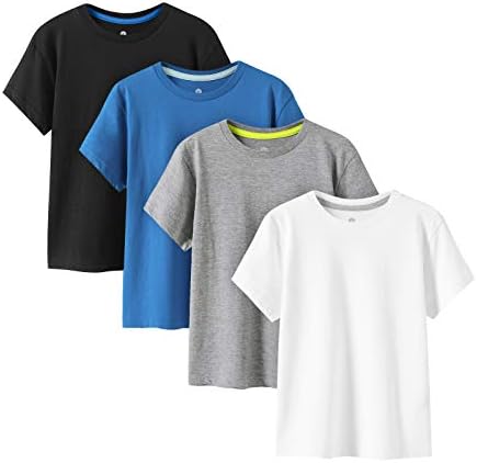 Детски Тениски LAPASA с къс ръкав (4 опаковки), обикновена тениска от памук за момчета и момичета K01