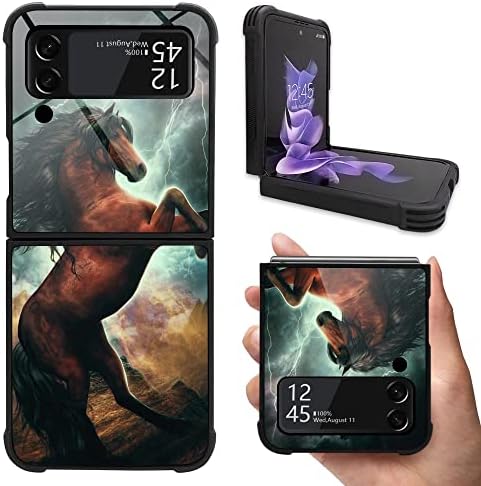 Калъф ZHEGAILIAN за Samsung Galaxy Z Flip3 5G, Необичайни Седалките Spirit Horse Galaxy Z Flip3 5G за момичета, Труден