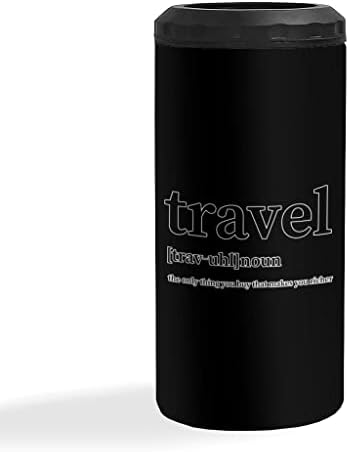 Охладител за тънки Кутии с изолация на тема пътуване - Минималистичен Охладител за консерви - Графичен Охладител за тънки