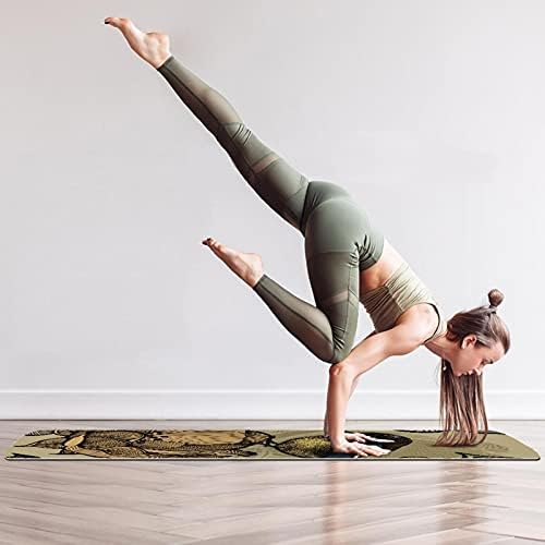 Дебел Нескользящий постелката за йога и фитнес 1/4 Цветен Винтажным принтом Гърди за практикуване на Йога, Пилатес и фитнес на пода (61x183 см)