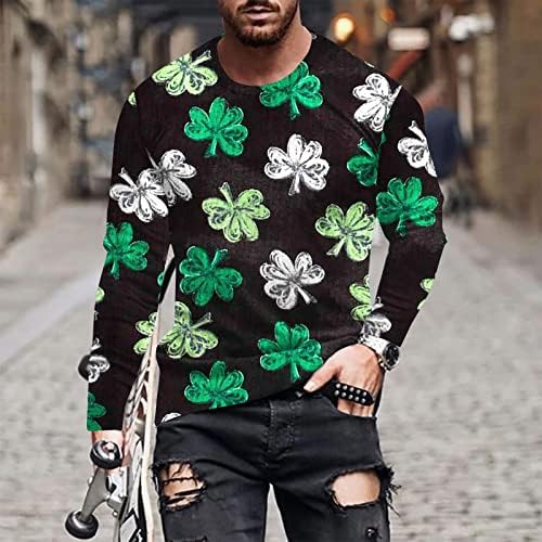 Мъжки t-shirt Св. Патрик Ирландски Облекло, тениски с дълъг ръкав на Детелина и Детелина, Скъпа Графичен Принт, Блуза